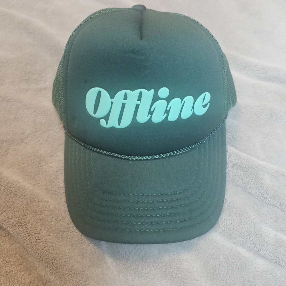 Offline Trucker Hat Cap Green Teal Adjustable SnapBack Mesh New UltaBeauty -Mood